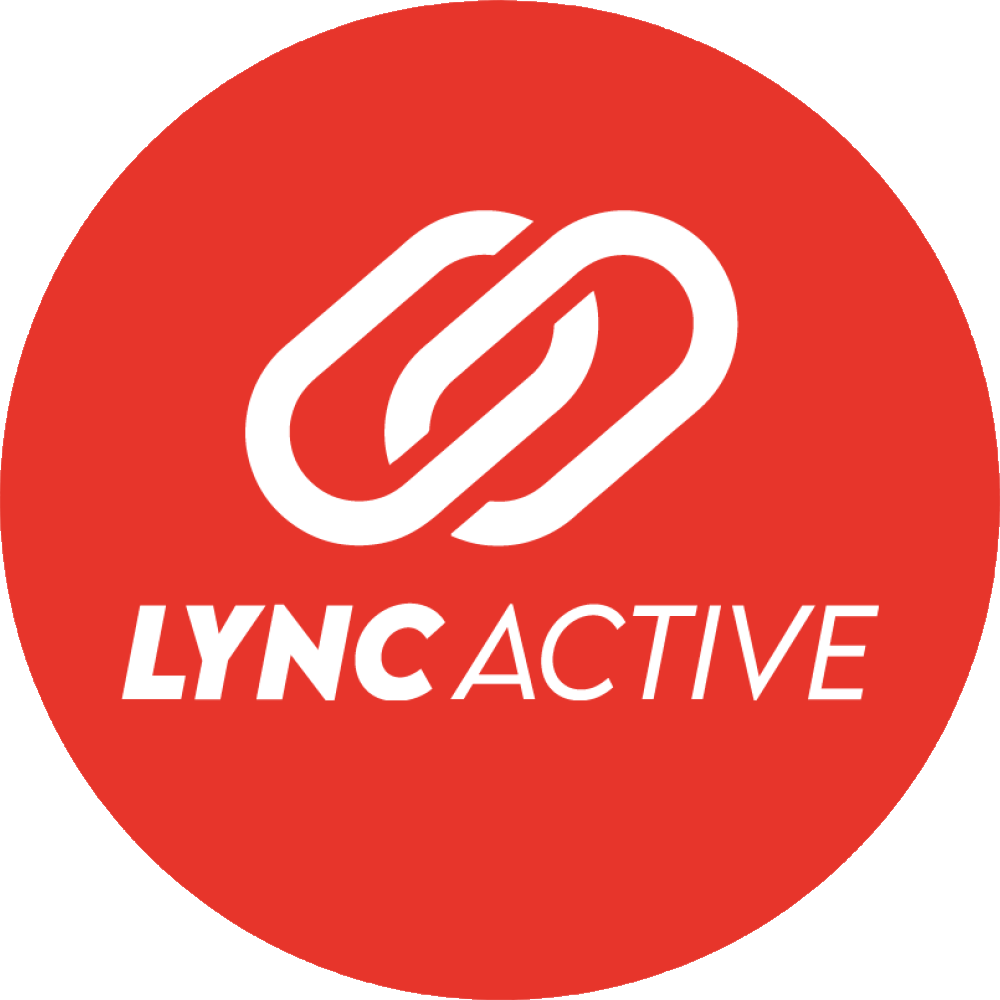 Lync Active circular logo on red background