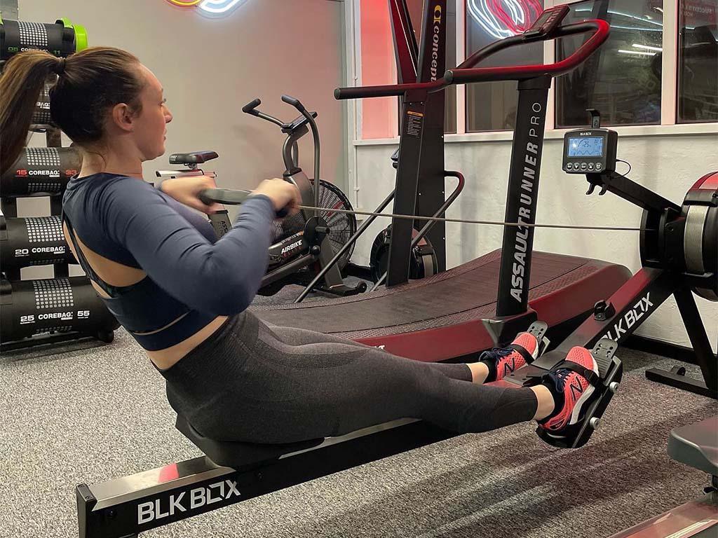 Member using rowing machine at Lync Active gym